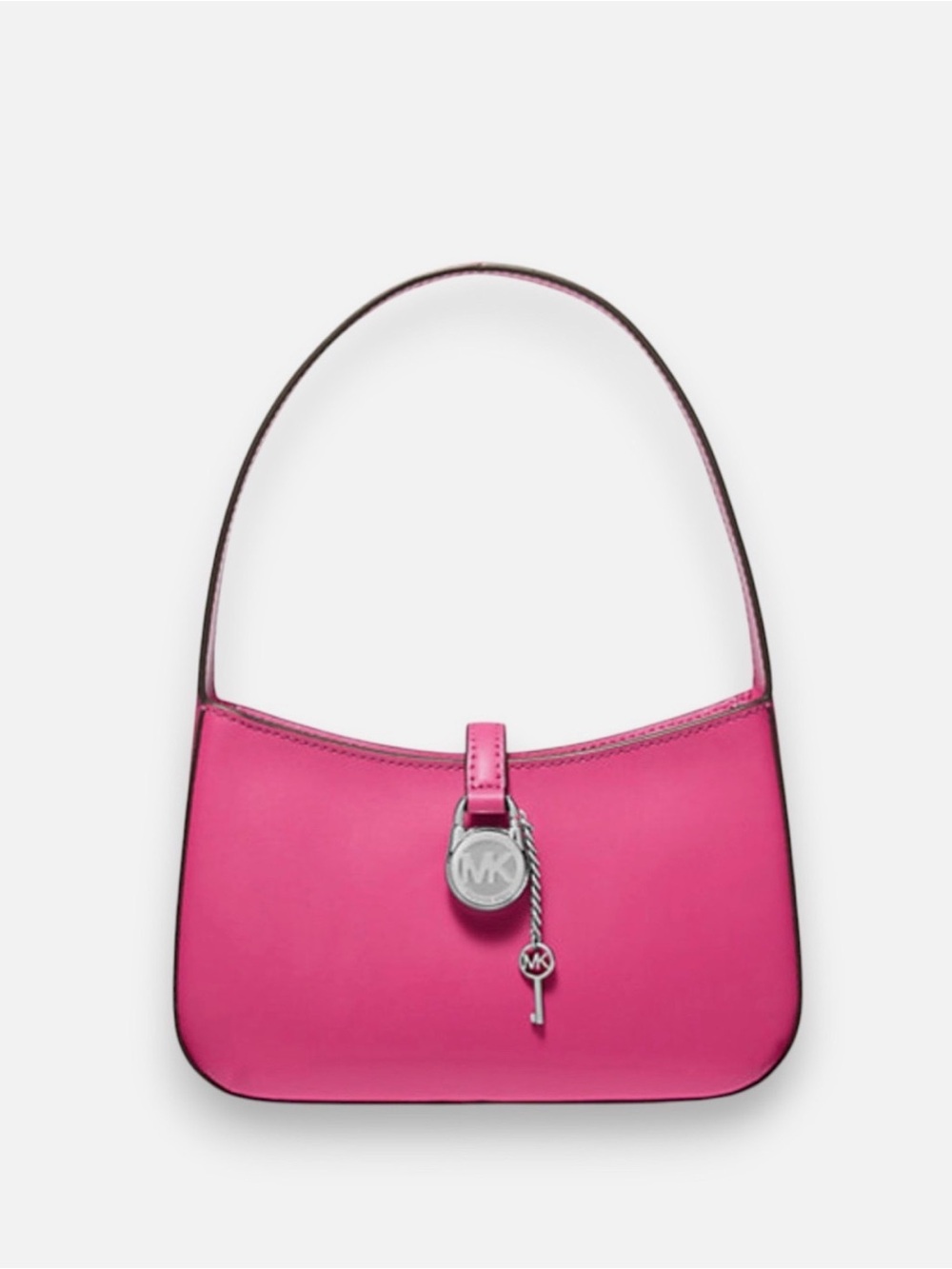 Michael Kors Hot Pink Leather Shoulder Bag with MK Charm